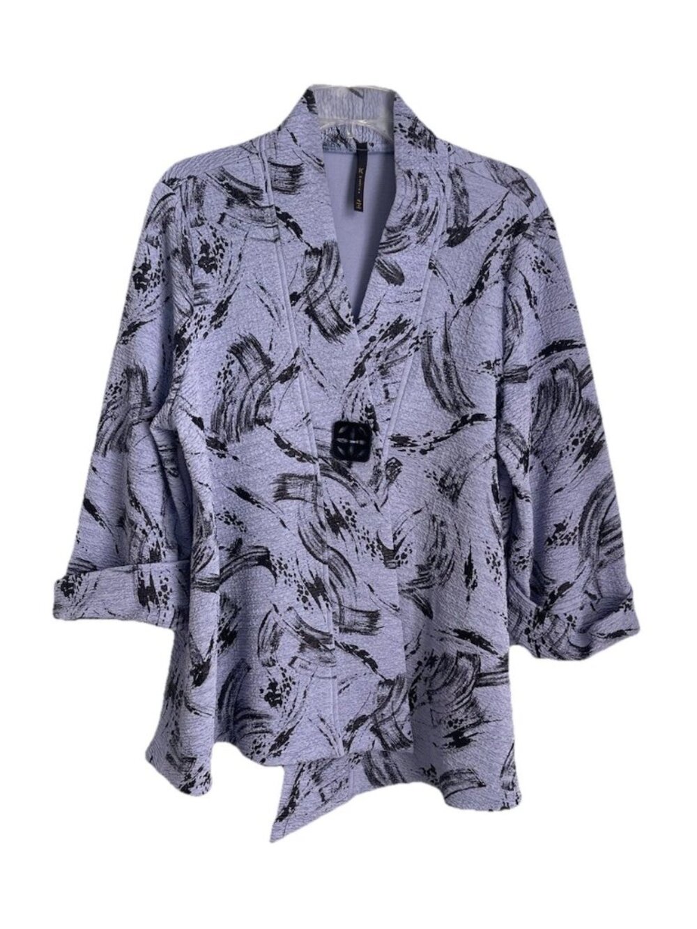 IC by Connie K Purple Abstract Asymmetrical Jacket Art to Wear Artsy Lagenlook